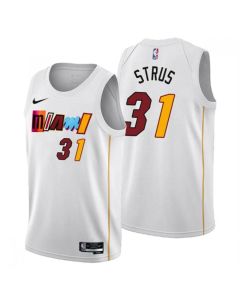 Men's Miami Heat #31 Max Strus 2022/23 White City Edition Stitched Jersey