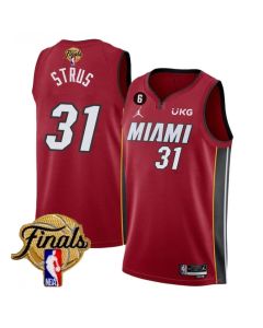 Men's Miami Heat #31 Max Strus Red 2023 Finals Statement Edition With NO.6 Patch Stitched Basketball Jersey