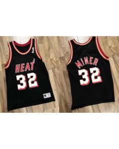 Men's Miami Heat #32 Harold Miner Black Champions Stitched Basketball Throwback Jersey
