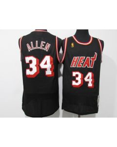 Men's Miami Heat #34 Ray Allen Black Throwback Stitched Basketball Jersey