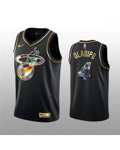 Men's Miami Heat #4 Victor Oladipo 2021/22 Black Golden Edition 75th Anniversary Diamond Logo Stitched Basketball Jersey