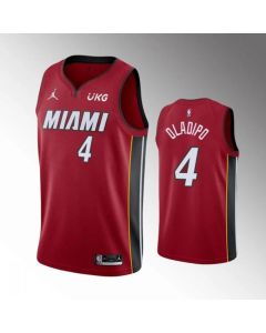 Men's Miami Heat #4 Victor Oladipo Red With UKG Patch Stitched Jersey