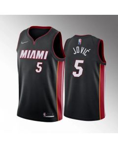 Men's Miami Heat #5 Nikola Jovic 2022 Black Icon Edition 75th Anniversary Stitched Basketball Jersey