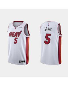 Men's Miami Heat #5 Nikola Jovic 2022 White Stitched Basketball Jersey
