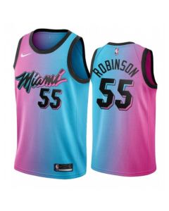 Men's Miami Heat #55 Duncan Robinson 2020-21 Blue/Pink City Edition Stitched Jersey