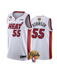 Men's Miami Heat #55 Duncan Robinson White 2023 Finals Association Edition With NO.6 Patch Stitched Basketball Jersey