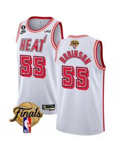 Men's Miami Heat #55 Duncan Robinson White 2023 Finals Classic Edition With NO.6 Patch Stitched Basketball Jersey