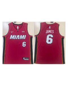 Men's Miami Heat #6 LeBron James Red Stitched Basketball Jersey