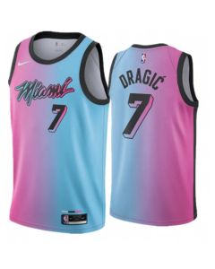 Men's Miami Heat #7 Goran Dragic 2020-21 Blue/Pink City Edition Stitched Jersey