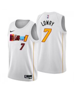 Men's Miami Heat #7 Kyle Lowry 2022/23 White City Edition Stitched Jersey