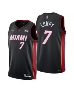 Men's Miami Heat #7 Kyle Lowry Black Icon Edition 75th Anniversary Stitched Jersey