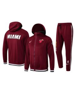 Men's Miami Heat 75th Anniversary Burgundy Performance Showtime Full-Zip Hoodie Jacket And Pants Suit