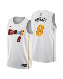 Men's Miami Heat #8 Markieff Morris 2022/23 White City Edition Stitched Jersey
