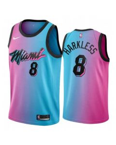 Men's Miami Heat #8 Maurice Harkless 2020 Blue/Pink City Edition Stitched Jersey