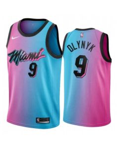 Men's Miami Heat #9 Kelly Olynyk 2020-21 Blue/Pink City Edition Stitched Jersey