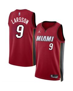 Men's Miami Heat #9 Pelle Larsson Red 2024 Draft Statement Edition Stitched Basketball Jersey