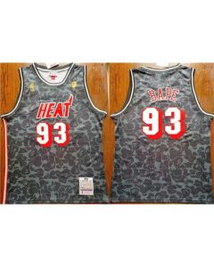 Men's Miami Heat #93 Bape Black Throwback basketball Jersey