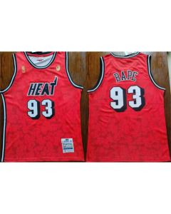 Men's Miami Heat #93 Bape Red Throwback basketball Jersey