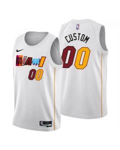 Men's Miami Heat Customized 2022/23 White City Edition Stitched Basketball Jersey