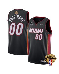 Men's Miami Heat Customized Black 2023 Finals Icon Edition With NO.6 Patch Stitched Basketball Jersey