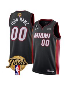 Men's Miami Heat Customized Black Icon Edition With NO.6 Patch Stitched Basketball Jersey