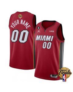 Men's Miami Heat Customized Red 2023 Finals Statement Edition With NO.6 Patch Stitched Basketball Jersey