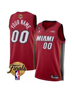 Men's Miami Heat Customized Red Statement Edition With NO.6 Patch Stitched Basketball Jersey