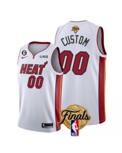Men's Miami Heat Customized White 2023 Finals Association Edition With NO.6 Patch Stitched Basketball Jersey