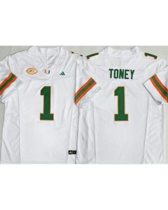 Men's Miami Hurricanes #1 Malachi Toney White Vapor F.U.S.E. Limited Jersey (White)