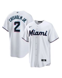 Men's Miami Marlins #2 Jazz Chisholm Jr. White Cool Base Stitched Jersey