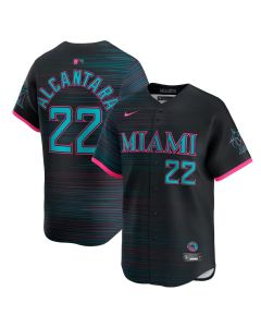Men's Miami Marlins #22 Sandy Alcantara Black 2025 City Connect Limited Jersey (Black)