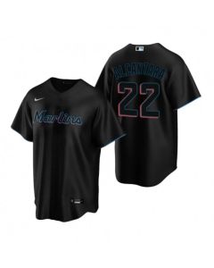 Men's Miami Marlins #22 Sandy Alcantara Black Home Limited Player Jersey (Black)