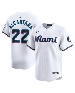 Men's Miami Marlins #22 Sandy Alcantara White Home Limited Player Jersey