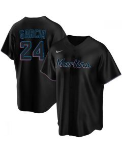 Men's Miami Marlins #24 Avisail Garcia Black Cool Base Stitched Jersey