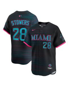 Men's Miami Marlins #28 Kyle Stowers Black 2025 City Connect Limited Jersey