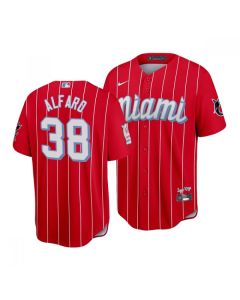 Men's Miami Marlins #38 Jorge Alfaro 2021 Red City Connect Cool Base Stitched Jersey