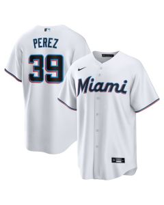 Men's Miami Marlins #39 Eury Perez White Home Replica Jersey