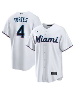 Men's Miami Marlins #4 Nick Fortes White Home Replica Jersey (White)