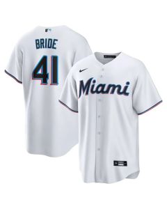 Men's Miami Marlins #41 Jonah Bride White Home Replica Jersey (White)