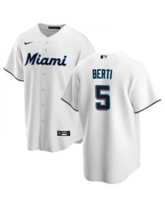 Men's Miami Marlins #5 Jon Berti White Cool Base Stitched Baseball Jersey