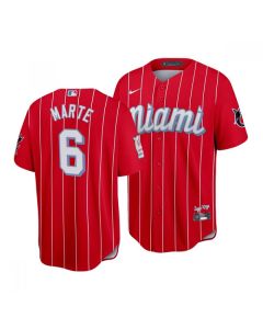 Men's Miami Marlins #6 Starling Marte 2021 Red City Connect Cool Base Stitched Jersey