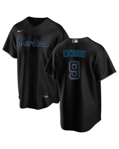 Men's Miami Marlins #9 Xavier Edwards Black Home Replica Jersey (Black)
