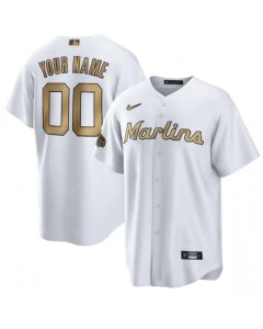 Men's Miami Marlins ACTIVE Player Custom 2022 All-Star White Cool Base Stitched Baseball Jersey