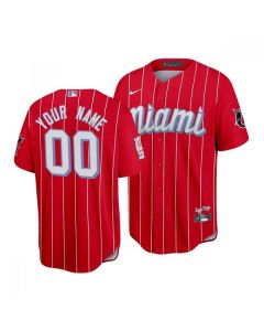 Men's Miami Marlins ACTIVE PLAYER Custom Red 2021 City Connect Cool Base Stitched Jersey