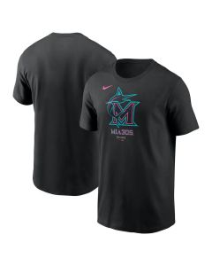 Men's Miami Marlins Black 2025 City Connect Large Logo T-Shirt (Black)