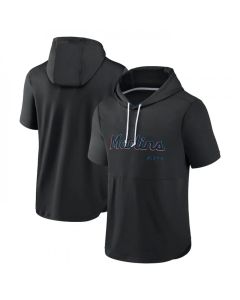 Men's Miami Marlins Black Sideline Training Hooded Performance T-Shirt