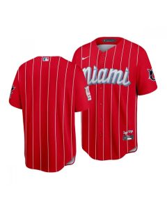 Men's Miami Marlins Blank 2021 Red City Connect Cool Base Stitched Jersey