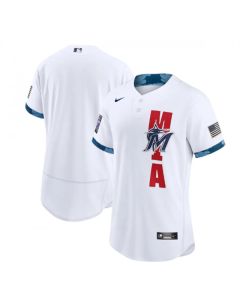 Men's Miami Marlins Blank 2021 White All-Star Flex Base Stitched MLB Jersey