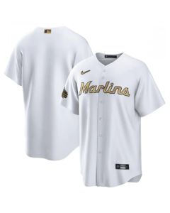 Men's Miami Marlins Blank 2022 All-Star White Cool Base Stitched Baseball Jersey