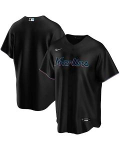 Men's Miami Marlins Blank Black Cool Base Stitched Jersey